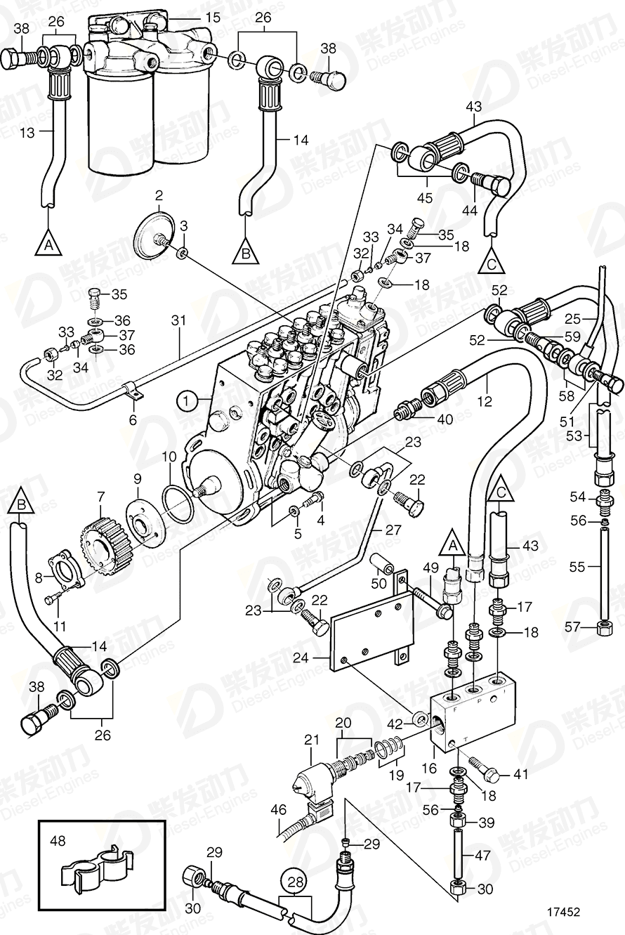 volvo penta Fuel valve 3828982 Drawing volvo penta Fuel valve 3828982 Drawing